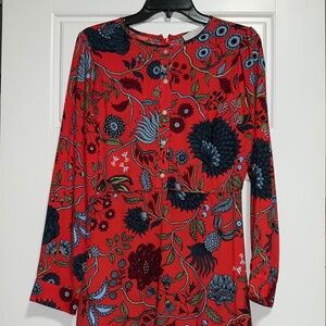 Orange Floral Shirt Dress